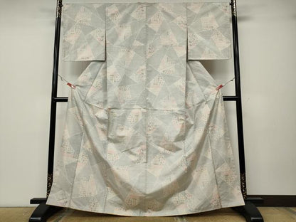 平和屋着物●本場大島紬　白大島　120亀甲　切嵌吉祥花文　正絹　逸品　CABA1830ut