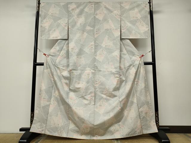 平和屋着物●本場大島紬　白大島　120亀甲　切嵌吉祥花文　正絹　逸品　CABA1830ut