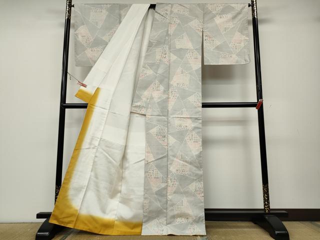 平和屋着物●本場大島紬　白大島　120亀甲　切嵌吉祥花文　正絹　逸品　CABA1830ut