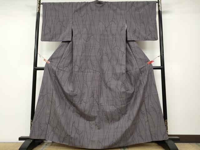 平和屋着物●結城紬 100亀甲 草葉文 正絹 逸品 CABA1832ut