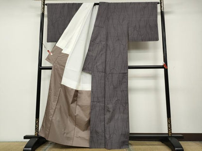 平和屋着物●結城紬 100亀甲 草葉文 正絹 逸品 CABA1832ut