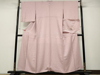 平和屋着物●上質な色無地　献上模様　鴇色　反端付き　正絹　逸品　CABA1834ut