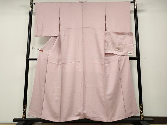 平和屋着物●上質な色無地　献上模様　鴇色　反端付き　正絹　逸品　CABA1834ut