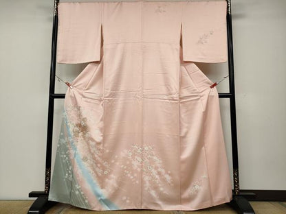 平和屋着物●訪問着 横笛枝桜文 暈し染め 金銀彩 正絹 逸品 CABA1836ut