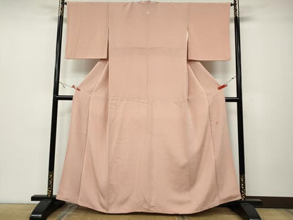 平和屋着物●上質な色無地　作家物　一斤染色　鬼しぼ縮緬　正絹　逸品　CABA1838ut