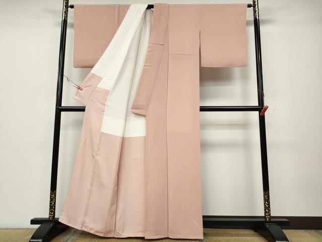 平和屋着物●上質な色無地　作家物　一斤染色　鬼しぼ縮緬　正絹　逸品　CABA1838ut