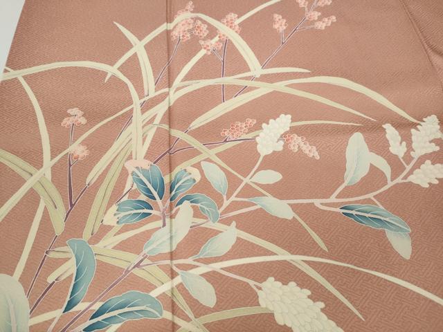 平和屋着物●訪問着　友禅　作家物　枝花文　正絹　逸品　CABA1840ut