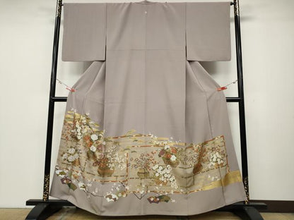 平和屋着物●豪華色留袖 地紙花籠文 金彩 正絹 逸品 CABA1848ut