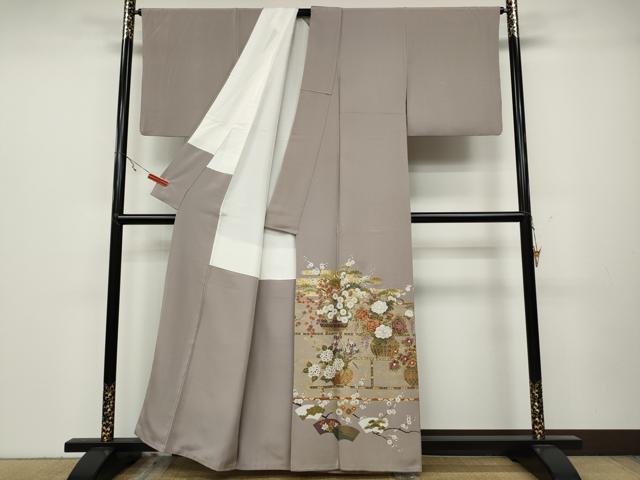 平和屋着物●豪華色留袖 地紙花籠文 金彩 正絹 逸品 CABA1848ut