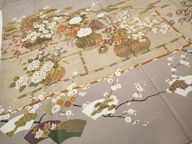 平和屋着物●豪華色留袖 地紙花籠文 金彩 正絹 逸品 CABA1848ut