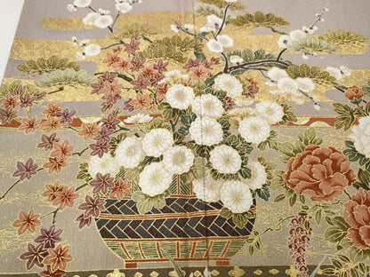 平和屋着物●豪華色留袖 地紙花籠文 金彩 正絹 逸品 CABA1848ut