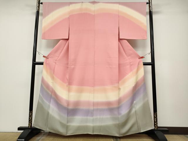 平和屋着物●訪問着　霞文　暈し染め　正絹　逸品　CABA1849ut
