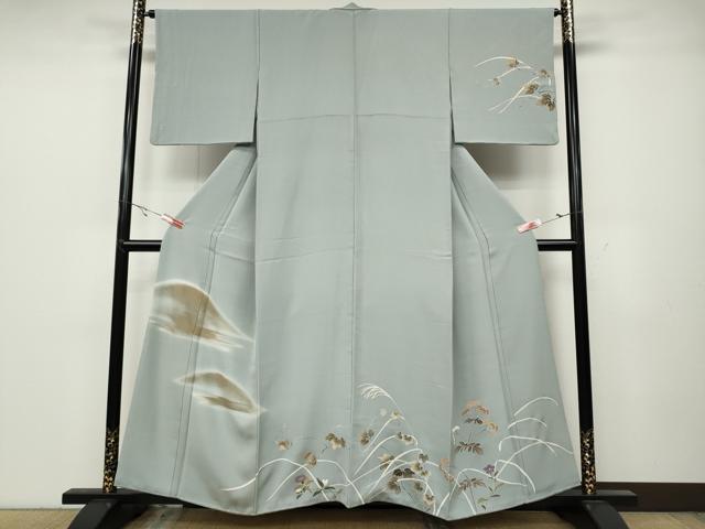 平和屋着物●訪問着　遠山草花文　金彩　正絹　逸品　CABA1860ut