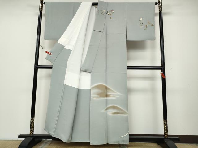 平和屋着物●訪問着　遠山草花文　金彩　正絹　逸品　CABA1860ut