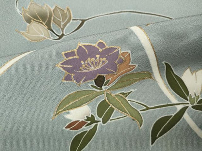 平和屋着物●訪問着　遠山草花文　金彩　正絹　逸品　CABA1860ut