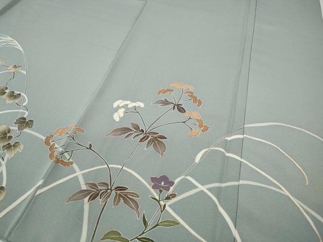 平和屋着物●訪問着　遠山草花文　金彩　正絹　逸品　CABA1860ut