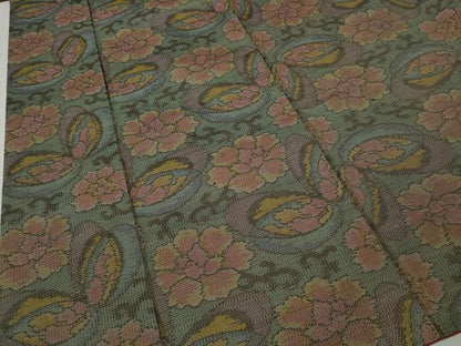 平和屋着物●本場大島紬 7マルキ 舞蝶花唐草文 正絹 逸品 CABA1861ut