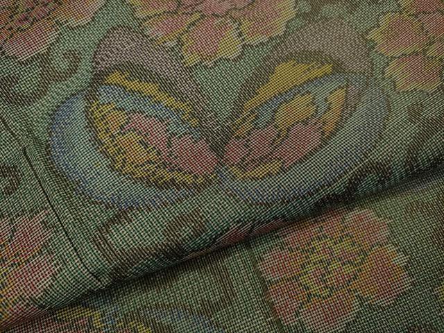 平和屋着物●本場大島紬 7マルキ 舞蝶花唐草文 正絹 逸品 CABA1861ut