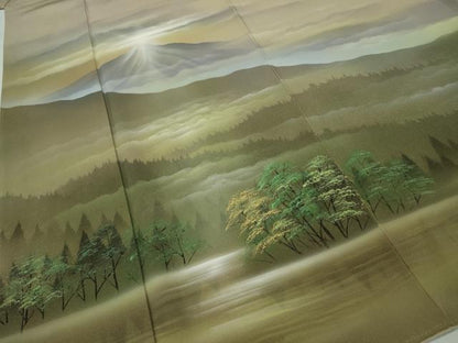 平和屋着物●豪華色留袖　作家物　手描き　遠山草木文　正絹　逸品　CABA1863ut