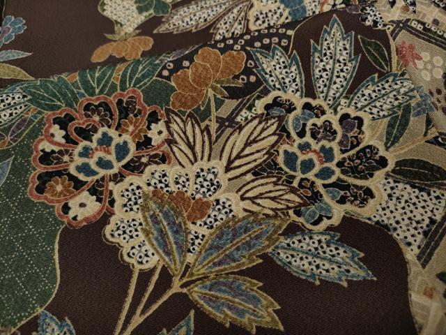 平和屋着物●上質な小紋 道長草花文 正絹 逸品 CABA1869ut