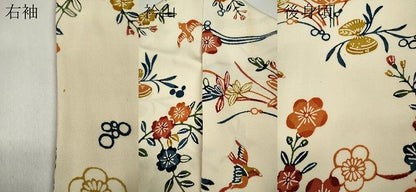 平和屋着物●上質な小紋　型染め　立波飛鳥花文　正絹　逸品　CABA1872ut