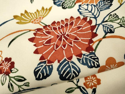 平和屋着物●上質な小紋　型染め　立波飛鳥花文　正絹　逸品　CABA1872ut