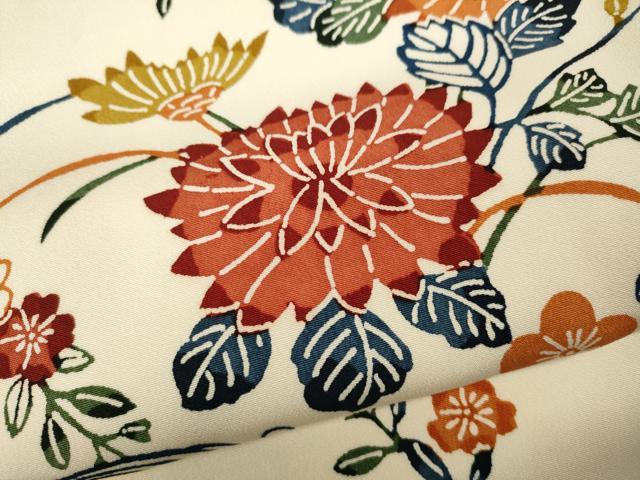 平和屋着物●上質な小紋　型染め　立波飛鳥花文　正絹　逸品　CABA1872ut
