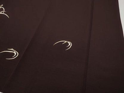 平和屋着物●訪問着　紬地　駒刺繍　群鶴　金彩　正絹　逸品　CABA1876ut