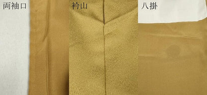 平和屋着物●上質な色無地　霞地紋　黄金色　正絹　逸品　CABA1880ut