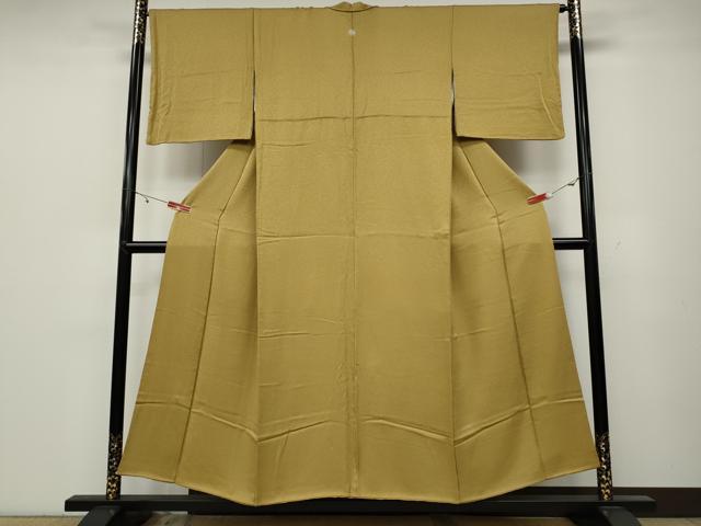 平和屋着物●上質な色無地　霞地紋　黄金色　正絹　逸品　CABA1880ut