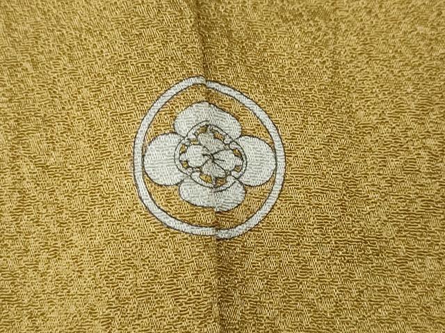 平和屋着物●上質な色無地　霞地紋　黄金色　正絹　逸品　CABA1880ut