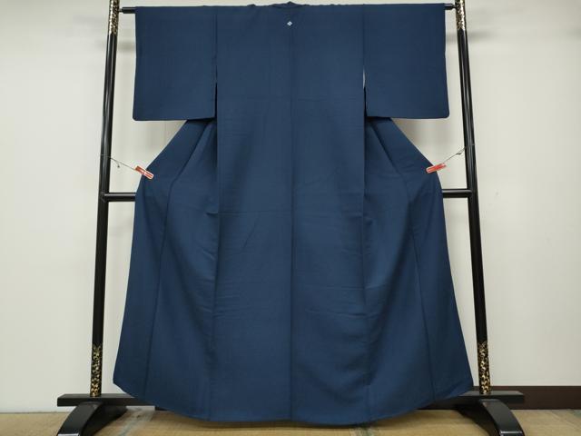 平和屋着物●上質な色無地 紋意匠 留紺色 正絹 逸品 CABA1881ut