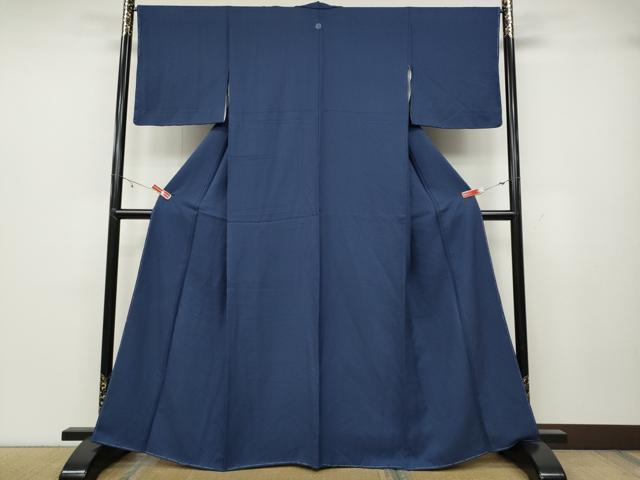 平和屋着物●上質な色無地 霞地紋 深縹色 正絹 逸品 未使用 CABA1883ut