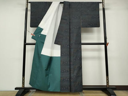 平和屋着物●本場大島紬　横段流水枝花文　正絹　逸品　CABA1884ut