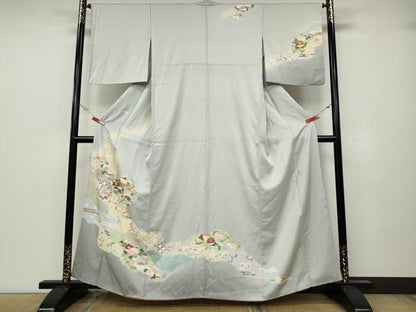 平和屋着物●訪問着 刺繍 道長草花文 金彩 正絹 逸品 CABA1885ut