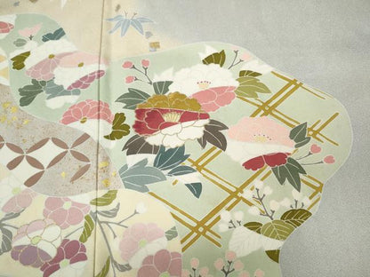 平和屋着物●訪問着 刺繍 道長草花文 金彩 正絹 逸品 CABA1885ut