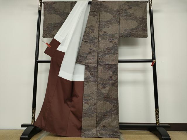 平和屋着物●本場大島紬 9マルキ 雲取り風景草木文 正絹 逸品 CABA1886ut