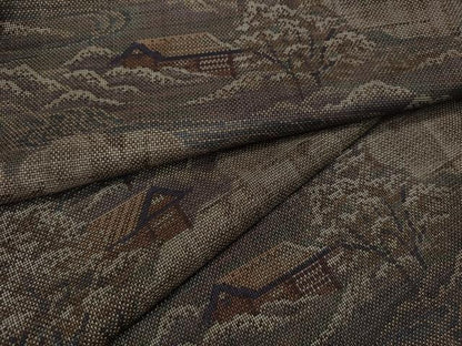 平和屋着物●本場大島紬 9マルキ 雲取り風景草木文 正絹 逸品 CABA1886ut