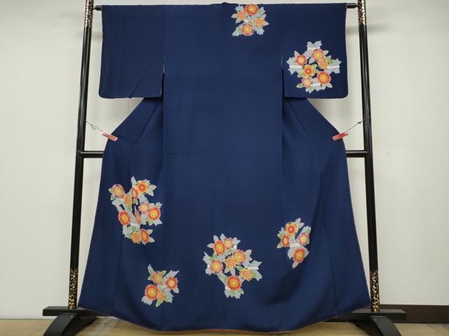 平和屋着物●訪問着 型染め 天井花文 鬼しぼ縮緬 正絹 逸品 CABA1888ut