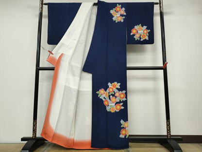 平和屋着物●訪問着 型染め 天井花文 鬼しぼ縮緬 正絹 逸品 CABA1888ut