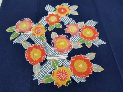 平和屋着物●訪問着 型染め 天井花文 鬼しぼ縮緬 正絹 逸品 CABA1888ut
