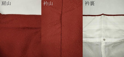 平和屋着物●上質な色無地 紋意匠 銀朱色 正絹 逸品 CABA1891ut