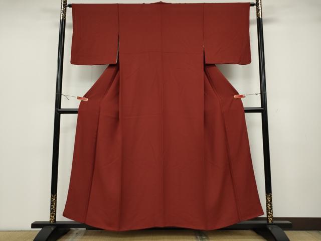 平和屋着物●上質な色無地 紋意匠 銀朱色 正絹 逸品 CABA1891ut