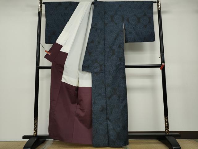 平和屋着物●本場大島紬 7マルキ 絵皿花文 正絹 逸品 CABA1893ut