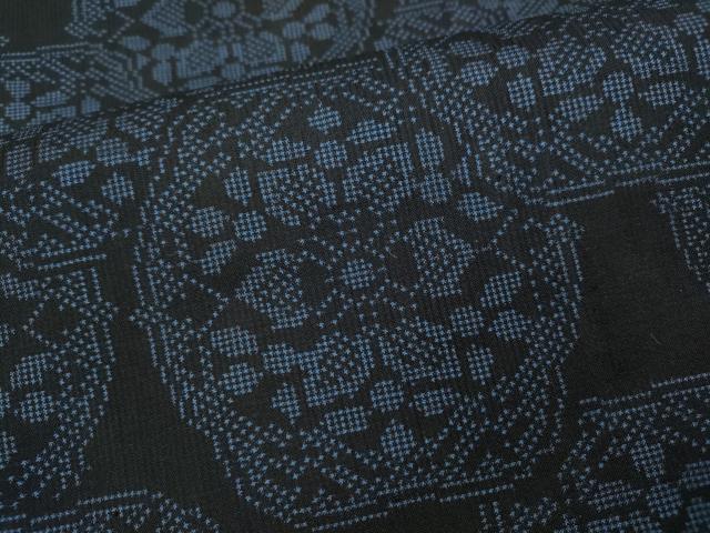 平和屋着物●本場大島紬 7マルキ 絵皿花文 正絹 逸品 CABA1893ut
