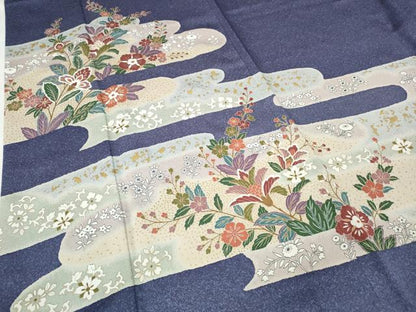 平和屋着物●訪問着 エ霞更紗花文 金彩 正絹 逸品 CABA1899ut