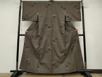 平和屋着物●本場大島紬 7マルキ 源氏車文 正絹 逸品 CABA1904ut