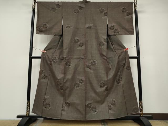 平和屋着物●本場大島紬 7マルキ 源氏車文 正絹 逸品 CABA1904ut