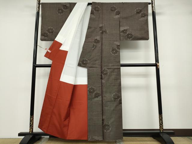 平和屋着物●本場大島紬 7マルキ 源氏車文 正絹 逸品 CABA1904ut