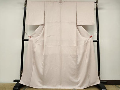 平和屋着物●上質な色無地　草花地紋　薄桜色　正絹　逸品　CABA1907ut